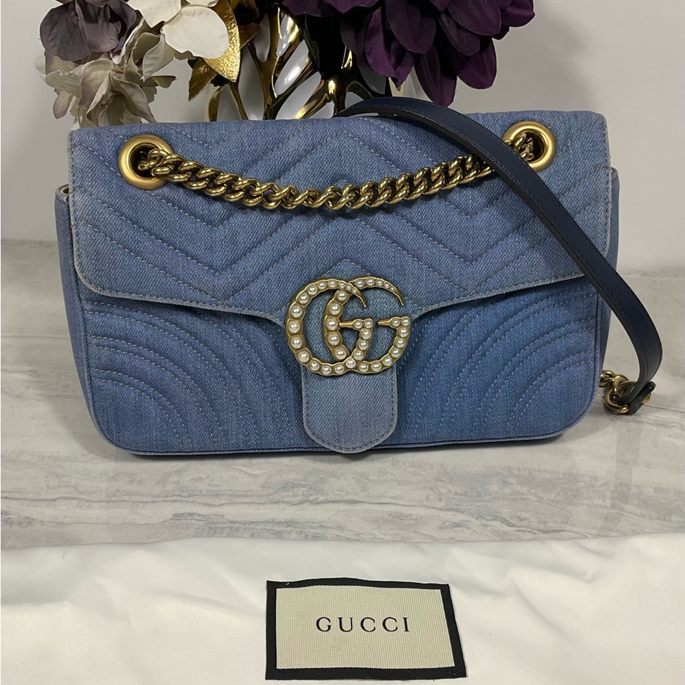 Stunning Rare Gucci Small Denim Jeans Pearl Marmont